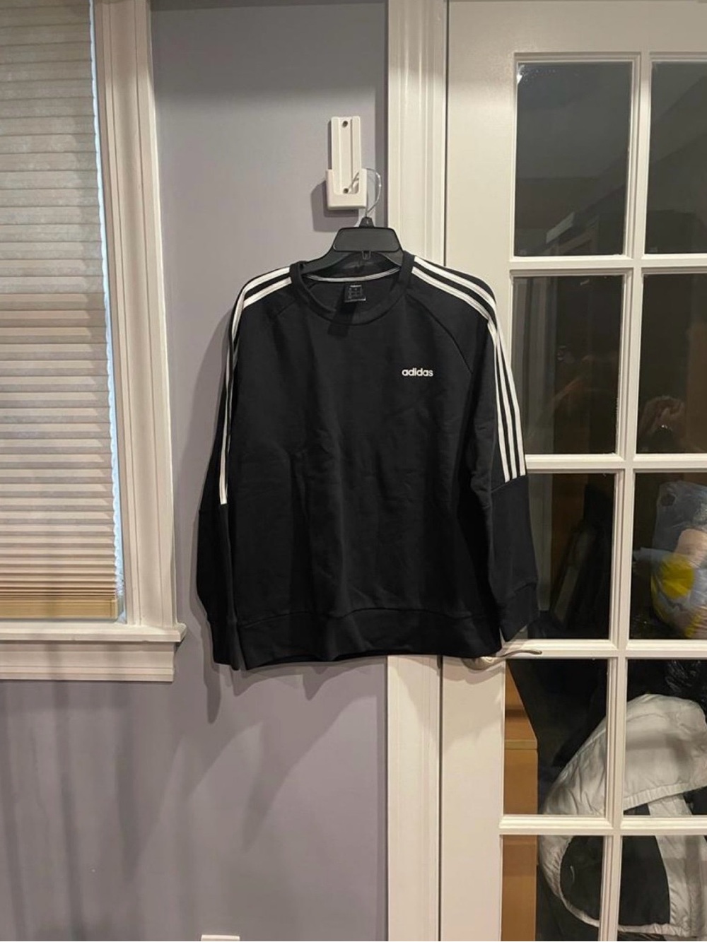 Adidas striped crewneck pullover sweatshirt